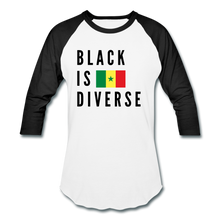 Load image into Gallery viewer, Black is Diverse - Men&#39;s Baseball T-Shirt - white/black
