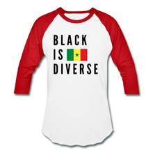 Load image into Gallery viewer, Black is Diverse - Men&#39;s Baseball T-Shirt - white/red
