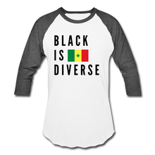 Load image into Gallery viewer, Black is Diverse - Men&#39;s Baseball T-Shirt - white/charcoal
