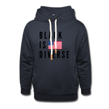 Load image into Gallery viewer, Black is Diverse - Shawl Collar Heavyweight Hoodie - navy
