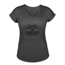 Load image into Gallery viewer, Black History if American History Women&#39;s Tri-Blend V-Neck - deep heather
