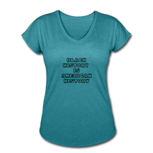 Load image into Gallery viewer, Black History if American History Women&#39;s Tri-Blend V-Neck - heather turquoise
