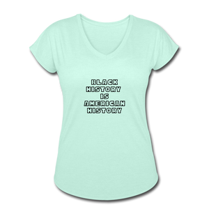 Black History if American History Women's Tri-Blend V-Neck - mint