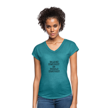 Load image into Gallery viewer, Black History is World History Tri-Blend V-Neck - heather turquoise
